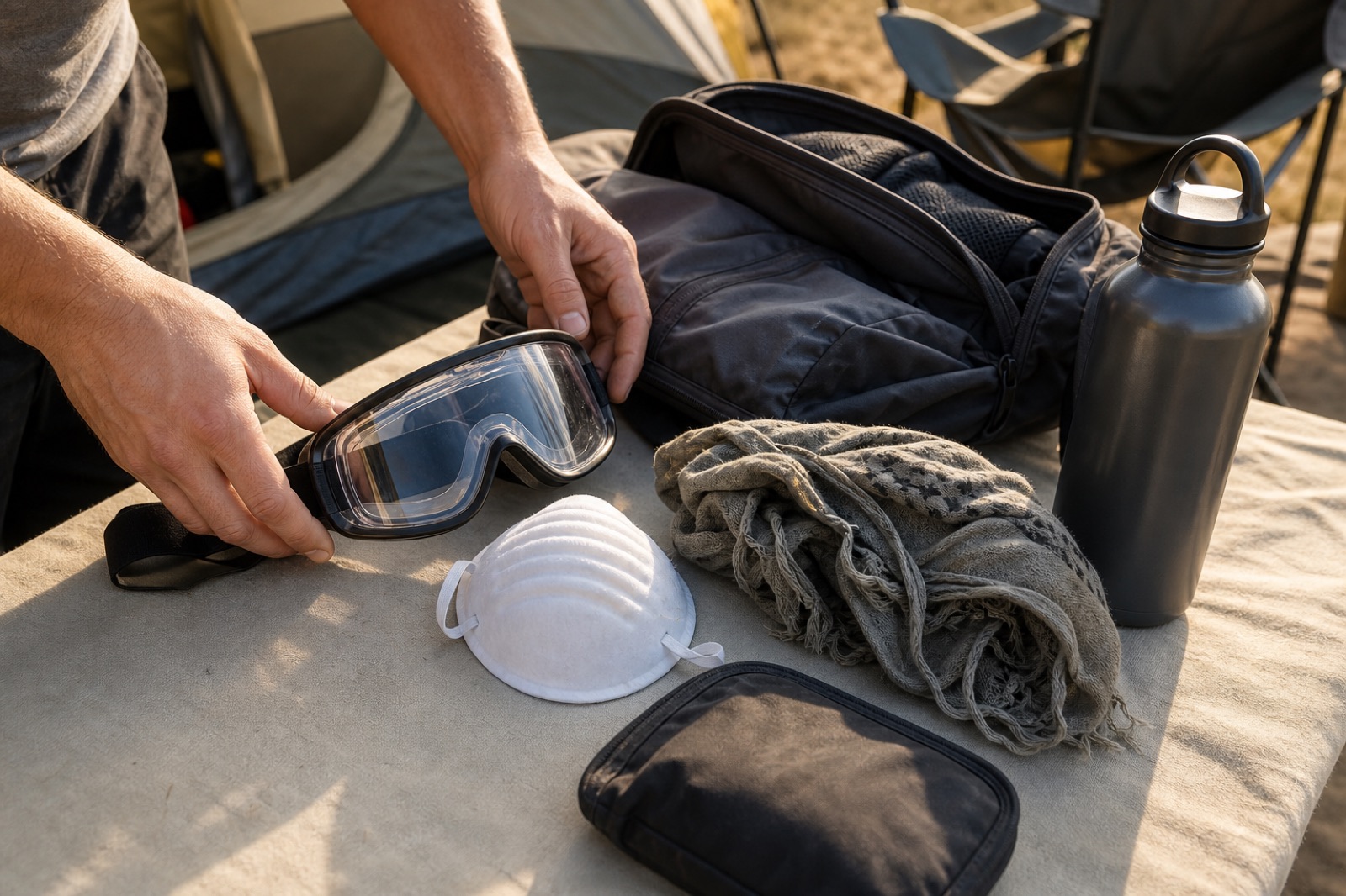 Practical details connected to dust masks and goggles festival preparation