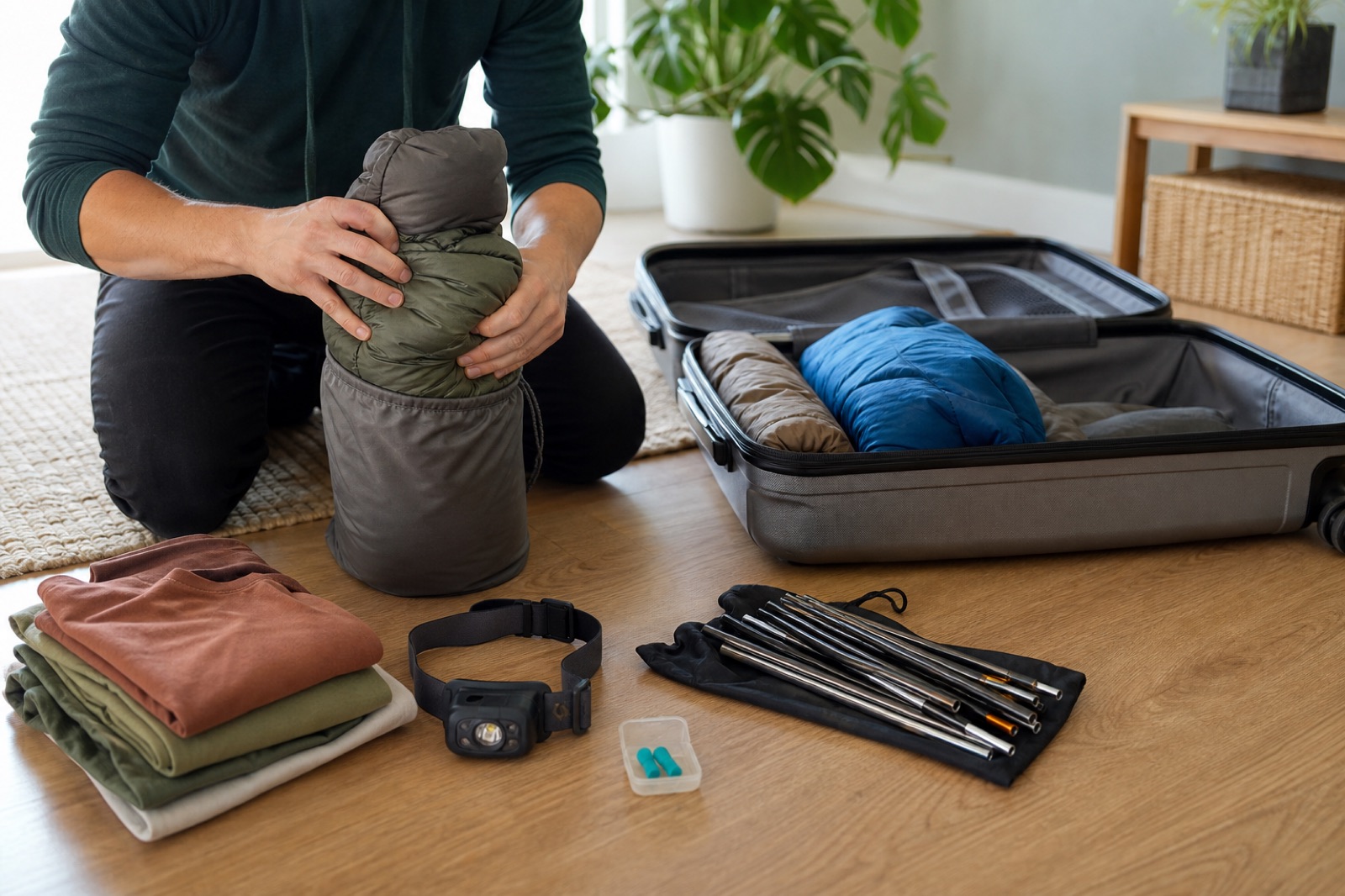 Practical details connected to flying with camping gear festival preparation