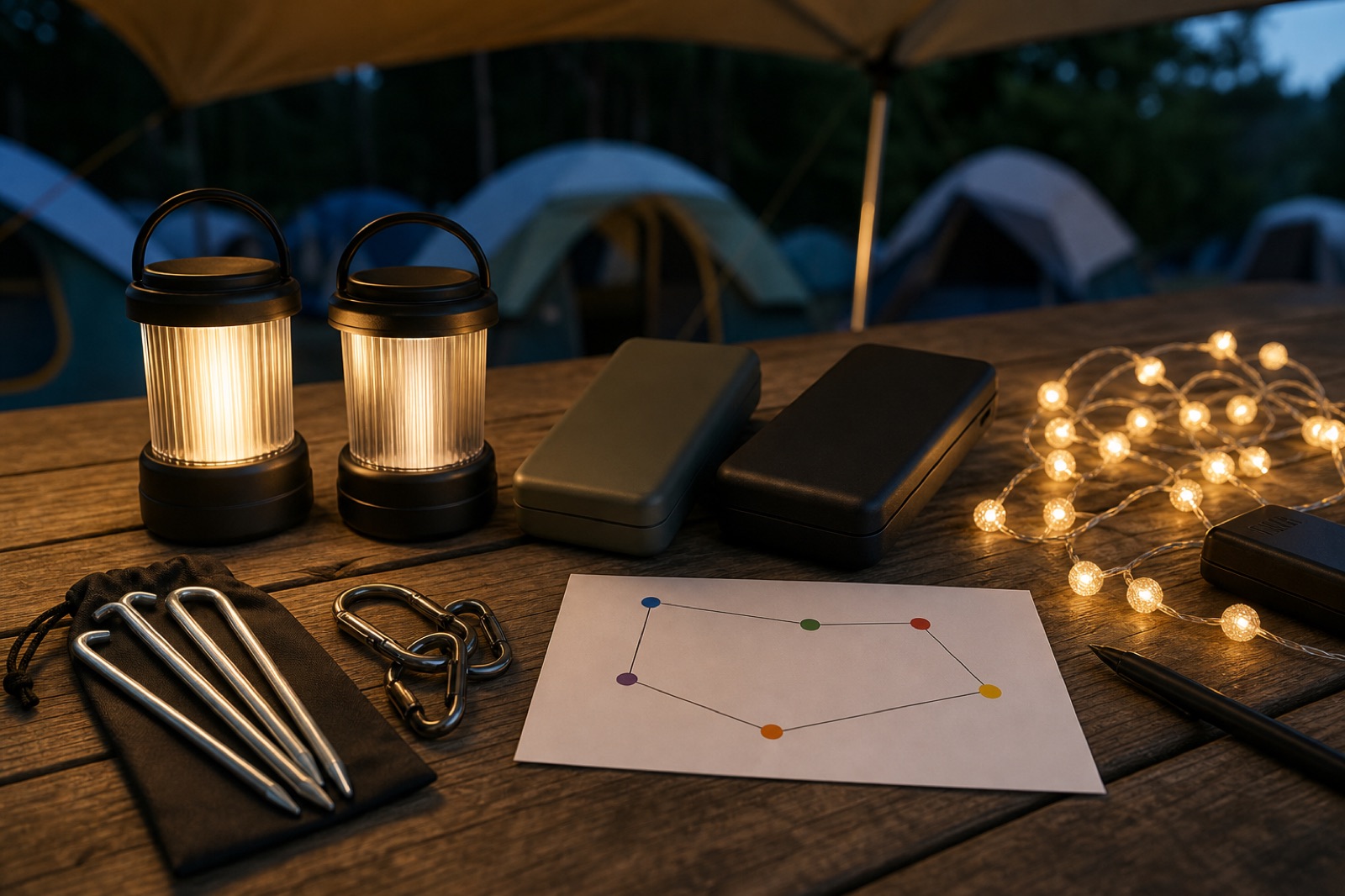Practical details connected to lighting a campsite festival preparation