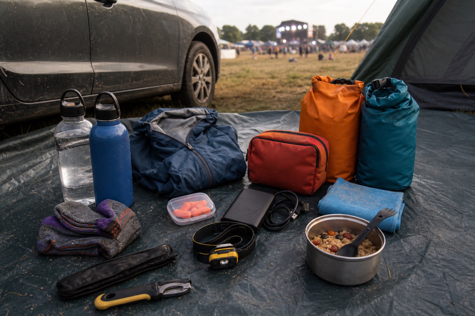Practical details connected to multi-day car camping festival preparation